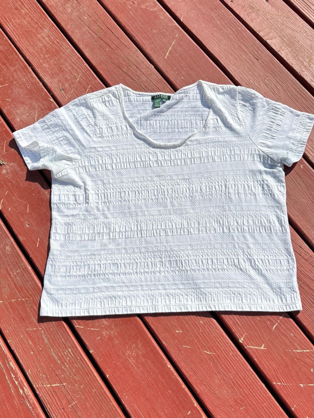 Lauren Ralph Lauren Women’s 2X White Pullover Short Sleeves Round Neck